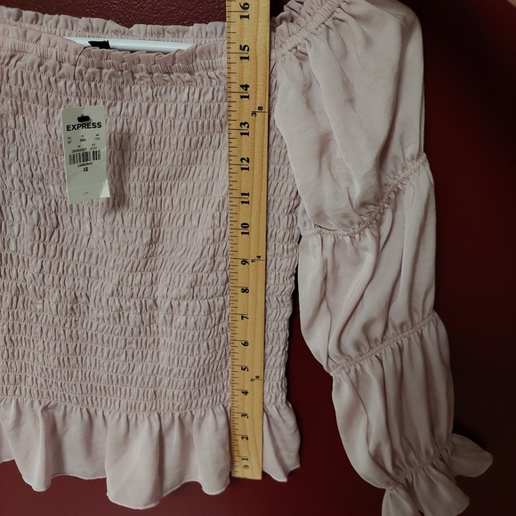 NWT Express Off The Shoulder Light Pink Long Statement Sleeves Top - Size XS - Picture 3 of 5